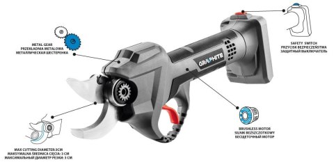 Sekator akumulatorowy bezszczotkowy Graphite Energy+ 18V Li-Ion bez akumulatora