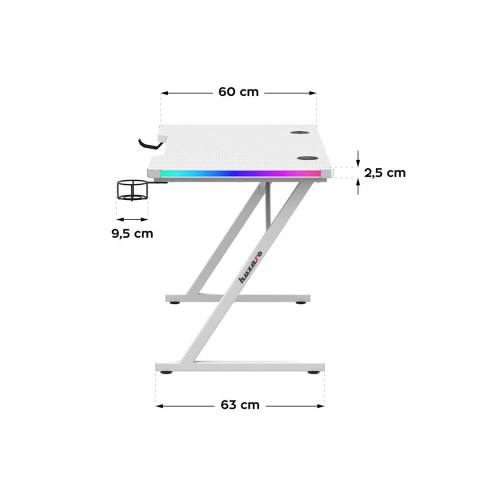 Huzaro Biurko gamingowe Huzaro Hero 2.5 White RGB