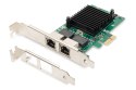 DIGITUS DIGITUS KARTA SIECIOWA PCIE PRZEWODOWA 2X RJ45 GIGABIT 10/100/1000MBPS LOW PROFILE DN-10132