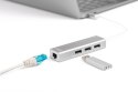 HUB 3-portowy USB Typ C 3.0 HighSpeed z LANGigabit LAN adapter, aluminium