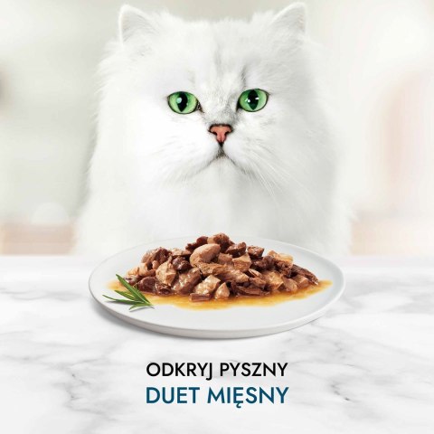 PURINA NESTLE GOURMET PERLE Duet Mięsny - mokra karma dla dorosłego kota - 4x85g