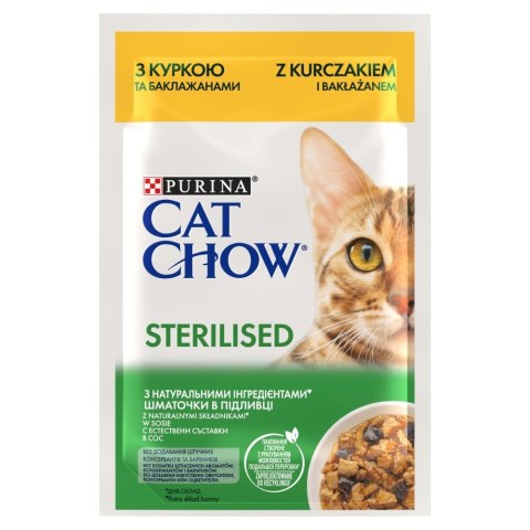 PURINA NESTLE Purina Cat Chow Sterilised z kurczakiem i bakłażanem w sosie - mokra karma dla kota - 85 g