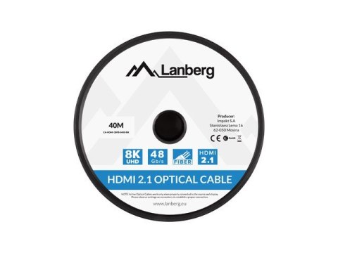 Lanberg LANBERG KABEL HDMI M/M V2.1 40M 8K OPTYCZNY AOC CA-HDMI-30FB-0400-BK