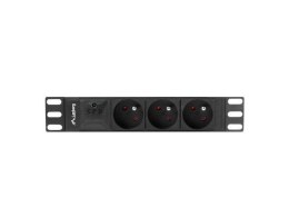 Lanberg Listwa RACK Lanberg PDU-03E-0200-BK (3 x Typ E; 16 A (3680 W); 2m; kolor czarny)