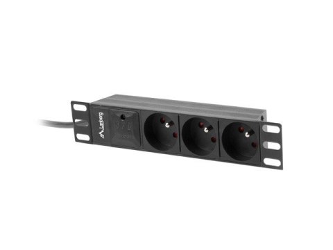 Lanberg Listwa RACK Lanberg PDU-03E-0200-BK (3 x Typ E; 16 A (3680 W); 2m; kolor czarny)