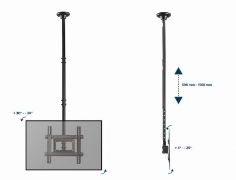 GEMBIRD GEMBIRD PEŁNOOBROTOWY UCHWYT SUFITOWY DO TELEWIZORA 32" - 70", VESA MAX 400 X 400MM, DO 50KG