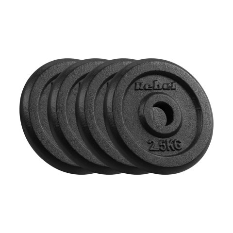 Rebel Zestaw obciążeń żeliwnych 4x2.5kg, otwór 31mm, talerz klasyczny, REBEL ACTIVE