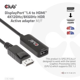 Club 3D CLUB3D CAC-1088 adapter kablowy 0,21 m DisplayPort HDMI Czarny