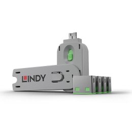 LINDY Lindy 40451 bloker portów Blokada portu + klucz USB Typu-A Zielony Kopolimer akrylonitrylo-butadieno-styrenowy (ABS) 5 szt.