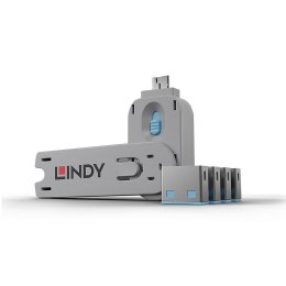 LINDY Lindy 40452 bloker portów Blokada portu + klucz USB Typu-A Niebieski Kopolimer akrylonitrylo-butadieno-styrenowy (ABS) 5 szt.