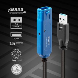 LINDY Lindy 43229 kabel USB USB 3.2 Gen 1 (3.1 Gen 1) 15 m USB A Czarny