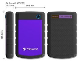 Transcend Transcend StoreJet 25H3P (USB 3.0), 2TB zewnętrzny dysk twarde Czarny, Fioletowy