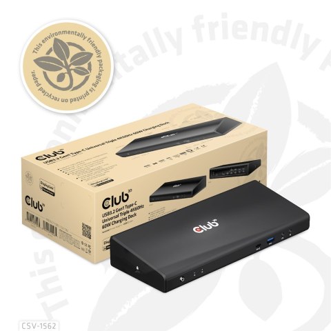 Club 3D CLUB3D CSV-1562 stacja dokująca Dokujący USB 3.2 Gen 1 (3.1 Gen 1) Type-C Czarny