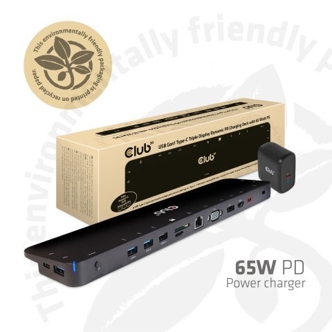 Club 3D CLUB3D CSV-1564W65 stacja dokująca Dokujący USB 3.2 Gen 1 (3.1 Gen 1) Type-C Czarny