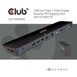 Club 3D CLUB3D CSV-1564W65 stacja dokująca Dokujący USB 3.2 Gen 1 (3.1 Gen 1) Type-C Czarny