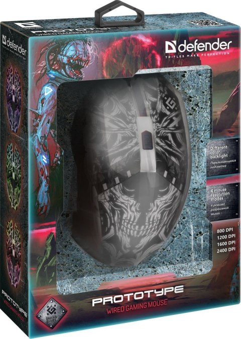 Defender DEFENDER MYSZ PRZEWODOWA PROTOTYPE GM-670L OPTIC 800/1200/1600/2400 DPI 6P 52670