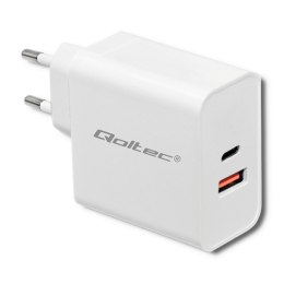 Qoltec Qoltec 51715 Ładowarka sieciowa | 63W | 5-20V | 1.5-3A | USB typ C PD | USB QC 3.0 | Biała