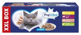 PREVITAL PREVITAL - Z kurczakiem, cielęciną, łososiem i wątróbką w sosie - karma dla kota 48x100g