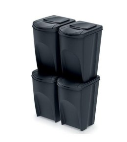 Prosperplast KEDEN KOSZ NA ŚMIECI SORTIBOX 35L SET 4 - CZARNY RECYKLING