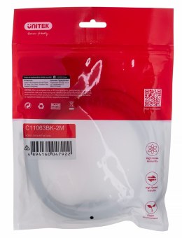 UNITEK UNITEK KABEL HDMI 2.0 4K60HZ, PŁASKI, 2M, C11063BK-2M