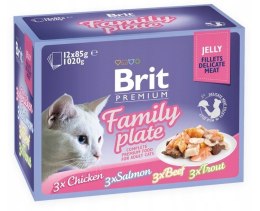 Brit Brit Premium Family Plate dla kotów filety w galarecie mix smaków 12x85g