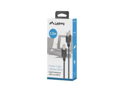 Lanberg LANBERG KABEL USB-A->USB-B M/M 2.0 1M FERRYT CZARNY BOX CA-USBA-15CU-0010-BK
