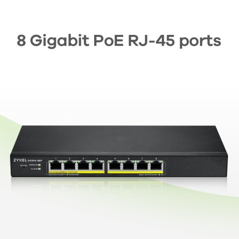 ZyXEL Switch Zyxel GS1915-8EP 8p PoE (PoE+: 8;) 60W Managed Gigabit