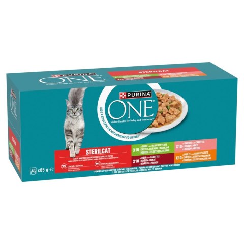 PURINA NESTLE PURINA ONE STERILCAT wołowina,kurczak,łosoś,indyk 40x85g