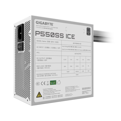 Gigabyte GIGABYTE P550SS ICE moduł zasilaczy 550 W 20+4 pin ATX ATX Biały