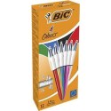 BIC BIC 4 Colours Shine Czarny, Niebieski, Zielony, Czerwony Przyciskany długopis Średni 12 szt.