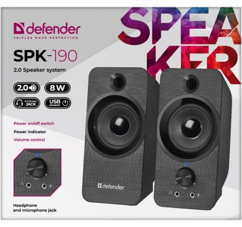Defender DEFENDER GŁOŚNIKI SPK-190 2.0 8W USB 65190