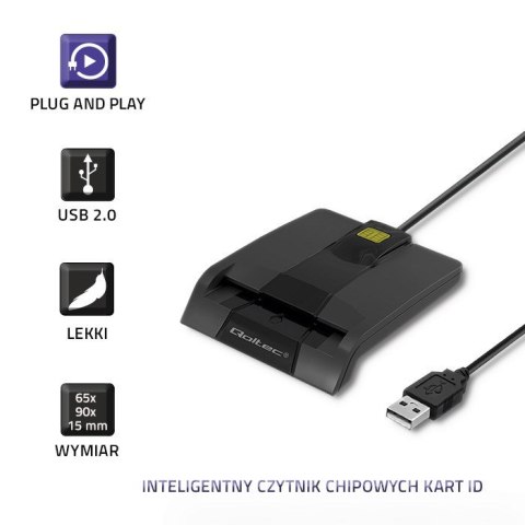 Qoltec QOLTEC CZYTNIK CHIPOWYCH KART ID INTELIGENTNY | SCR-0634 | USB TYP C