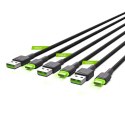 Green Cell GREEN CELL ZESTAW KABLI KABGCSET03 3X KABEL GC RAY USB - USB-C 30CM, ZIELONY LED