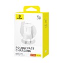 Baseus Ładowarka Baseus GaN5S 1C 20W EU (moon white)
