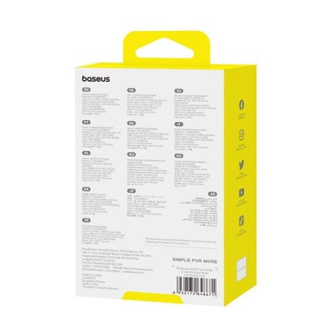 Baseus Ładowarka Baseus GaN5S 1C 30W EU (moon white)