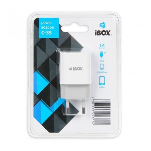 IBOX Ładowarka sieciowa IBOX C-35 1A WHITE ILUC35W (USB; kolor biały)