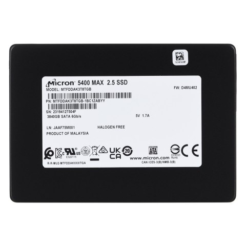 Micron Dysk SSD Micron 5400 MAX 3.84TB SATA 2.5" MTFDDAK3T8TGB-1BC1ZABYYR (DWPD 3.4)