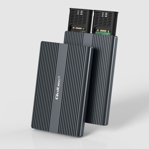 Qoltec Qoltec Obudowa | kieszeń na dysk M.2 SSD | SATA | NVMe | USB-C | DUAL 2 x 2TB