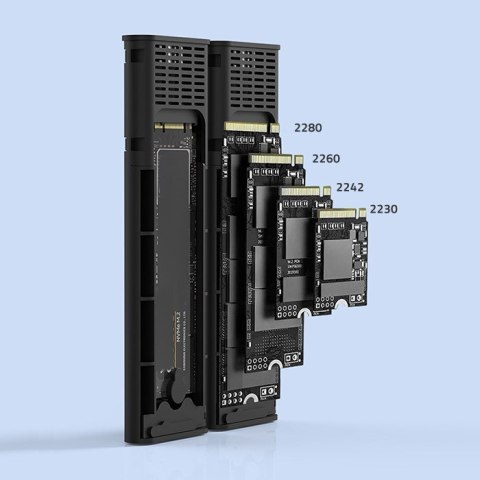Qoltec Qoltec Obudowa | kieszeń na dysk M.2 SSD | SATA | NVMe | USB-C | DUAL 2 x 2TB