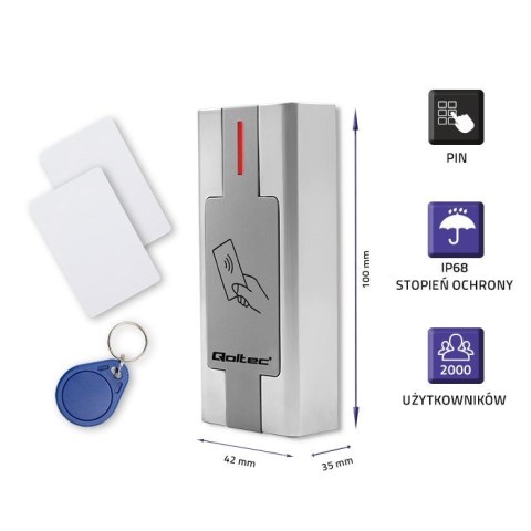 Qoltec QOLTEC CZYTNIK KART I BRELOKÓW ZBLIŻENIOWY RFID | METALOWA OBUDOWA