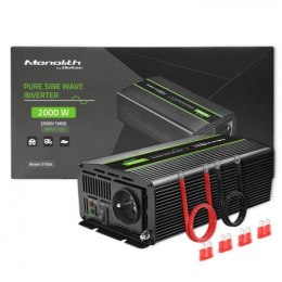 Qoltec QOLTEC PRZETWORNICA NAPIĘCIA MONOLITH | 1000W | 2000W | 12V NA 230V | CZYSTY SINUS
