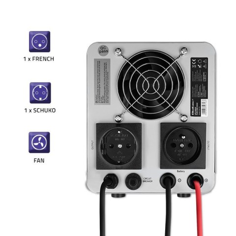 Qoltec QOLTEC ZASILACZ AWARYJNY PURE SINE WAVE UPS | 500VA | 350W | STAŁA FAZA | SZARY