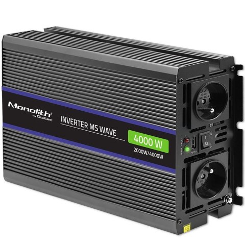 Qoltec Qoltec Przetwornica napięcia Monolith 4000 MS Wave 51928, 12V na 230V, 2000/4000W, USB
