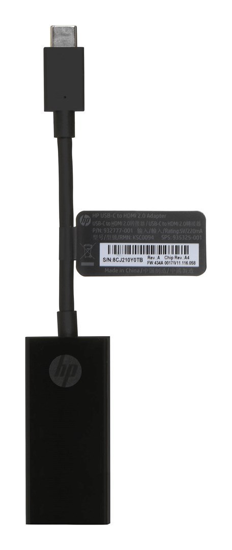 Hewlett-Packard Przejściówka HP USB-C to HDMI 2.0 Adapter czarna 2PC54AA