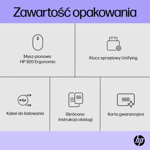Hewlett-Packard Mysz HP 920 Ergonomic Vertical Mouse Black bezprzewodowa czarna