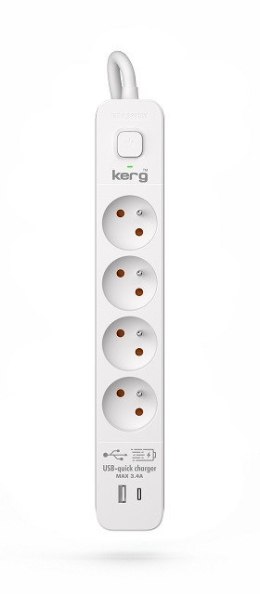 KERG Listwa zasilająca KERG z wyłącznikiem-4 gniazda USBC+USBA 16A 1,5m