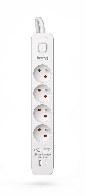 KERG Listwa zasilająca KERG z wyłącznikiem-4 gniazda USBC+USBA 16A 1,5m