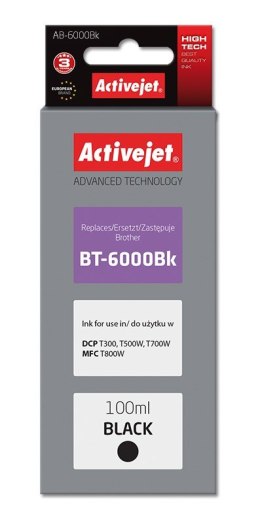 Activejet Activejet AB-6000Bk Tusz Buteleczka z atramentem (zamiennik Brother BT-6000BK; Supreme; 100 ml; czarny)