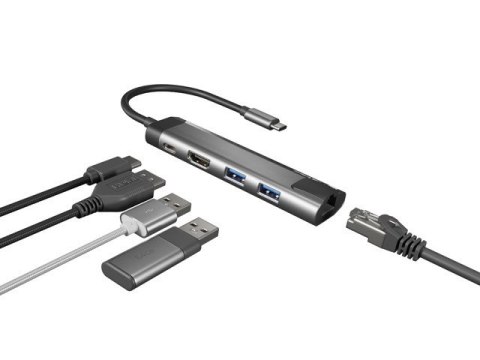 NATEC NATEC MULTIPORT FOWLER GO USB-C -> HUB USB 3.0 X2, HDMI 4K, USB-C PD, RJ45 NMP-1985