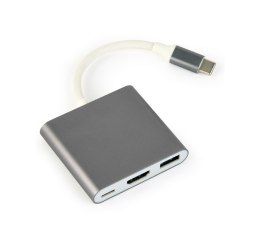 GEMBIRD GEMBIRD GEMBIRD MULTI ADAPTER USB TYP-C (M) -> USB TYP-C; USB 3.0; HDMI SZARY
